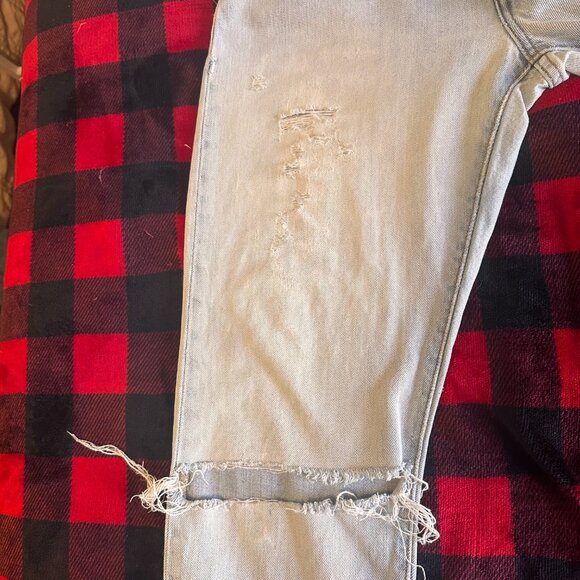 Levi's Jeans Mens 29x31 Light Blue 501 Distressed Ripped Cotton Denim Pants - Picture 6 of 7